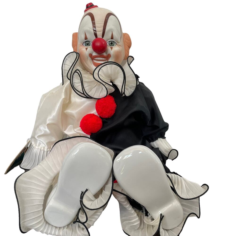Musical Bozo Clown Doll Vintage 1985 Victoria Ashlea Porcelain Tags FLAW TLC